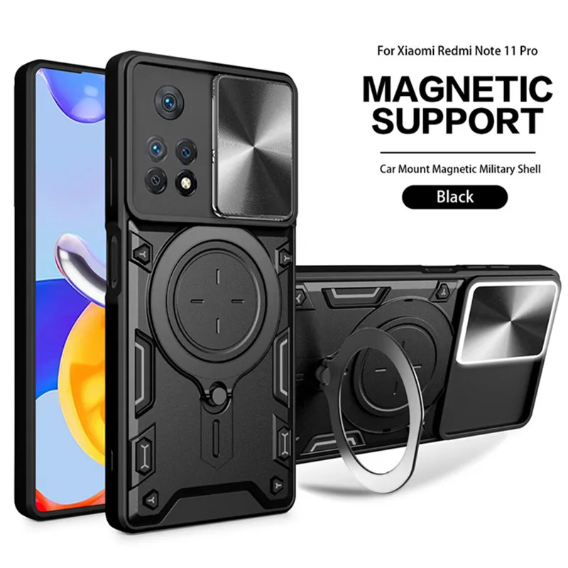 

For Xiaomi Redmi Note 11 Pro Case Stand Holder Magnetic Car Ring Armor Phone Cases for Redmy Note11 Pro Not 11E Pro 5G Cover