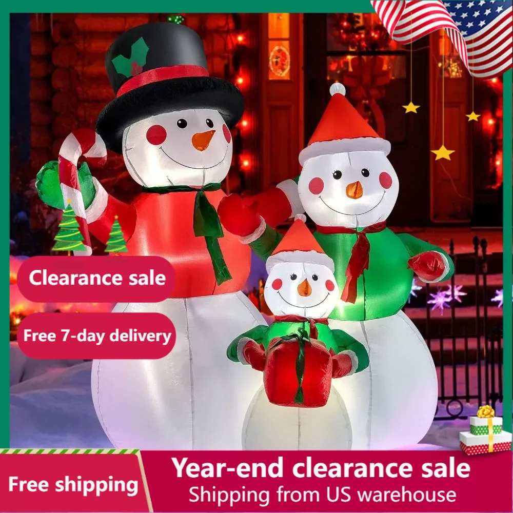 

6ft Height Christmas Inflatable Snowman Family Led Lighted Blow Up Outdoor Yard Decoration Christmas Inflatables Outdoors Decors