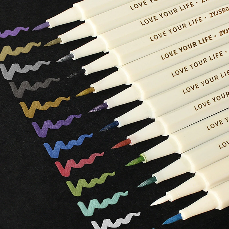 

12/1 Metal Marker Scrapbooking Craft Maker Brush Round Tip Art Pen Office Supplies Drawing Stationery Multicolor Painting Pens