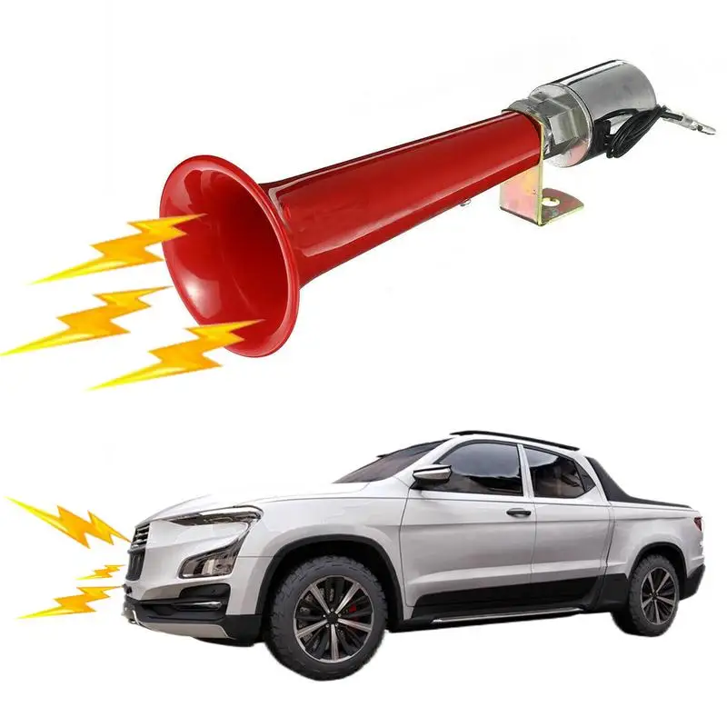 

Truck Air Horn Car Horn Super Loud Single Pipe Air Horn For Any 12V/24V Vehicles 180DB High Decibel Super Loud Red Car Horn