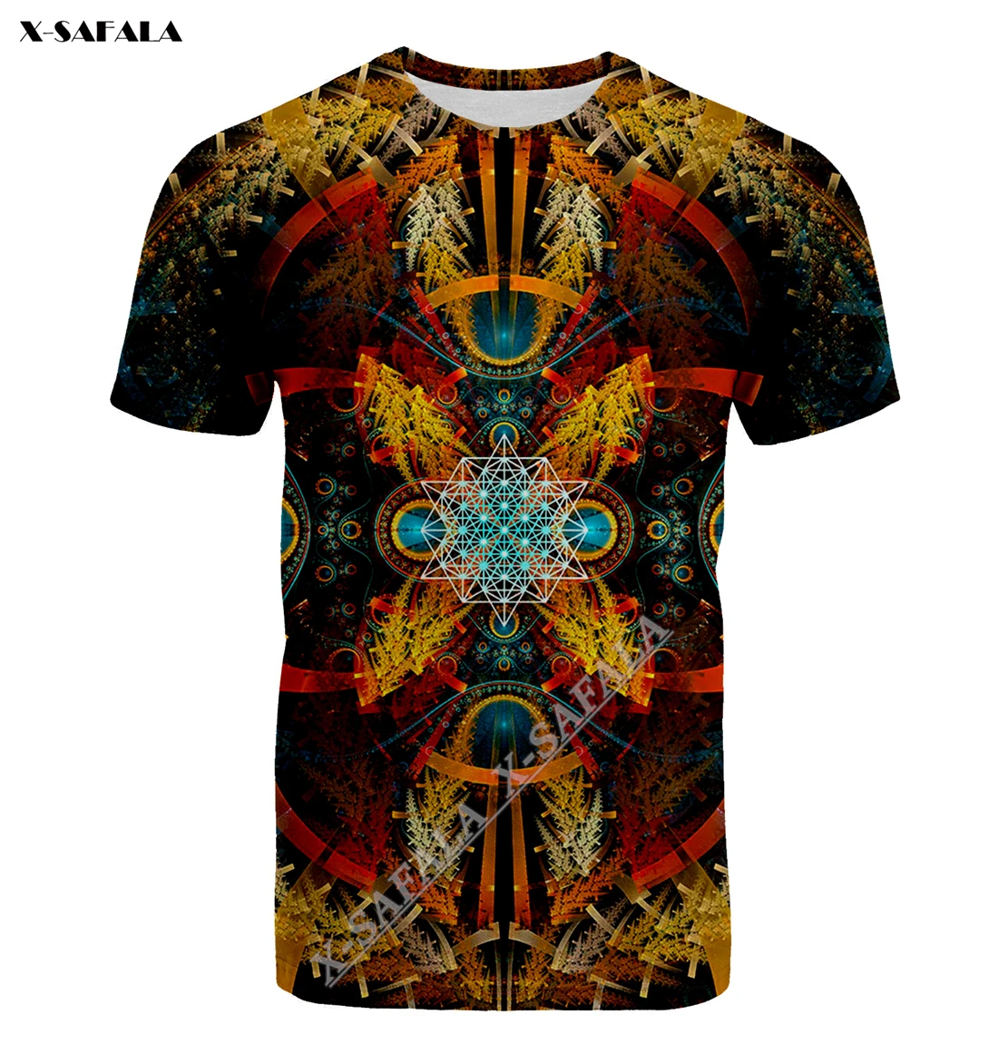 

Rave StarMatrix Sacred Geometry Mandala 3D Full Print Men T-Shirt Tops Tees Short Sleeve Casual Milk Fiber Fashion