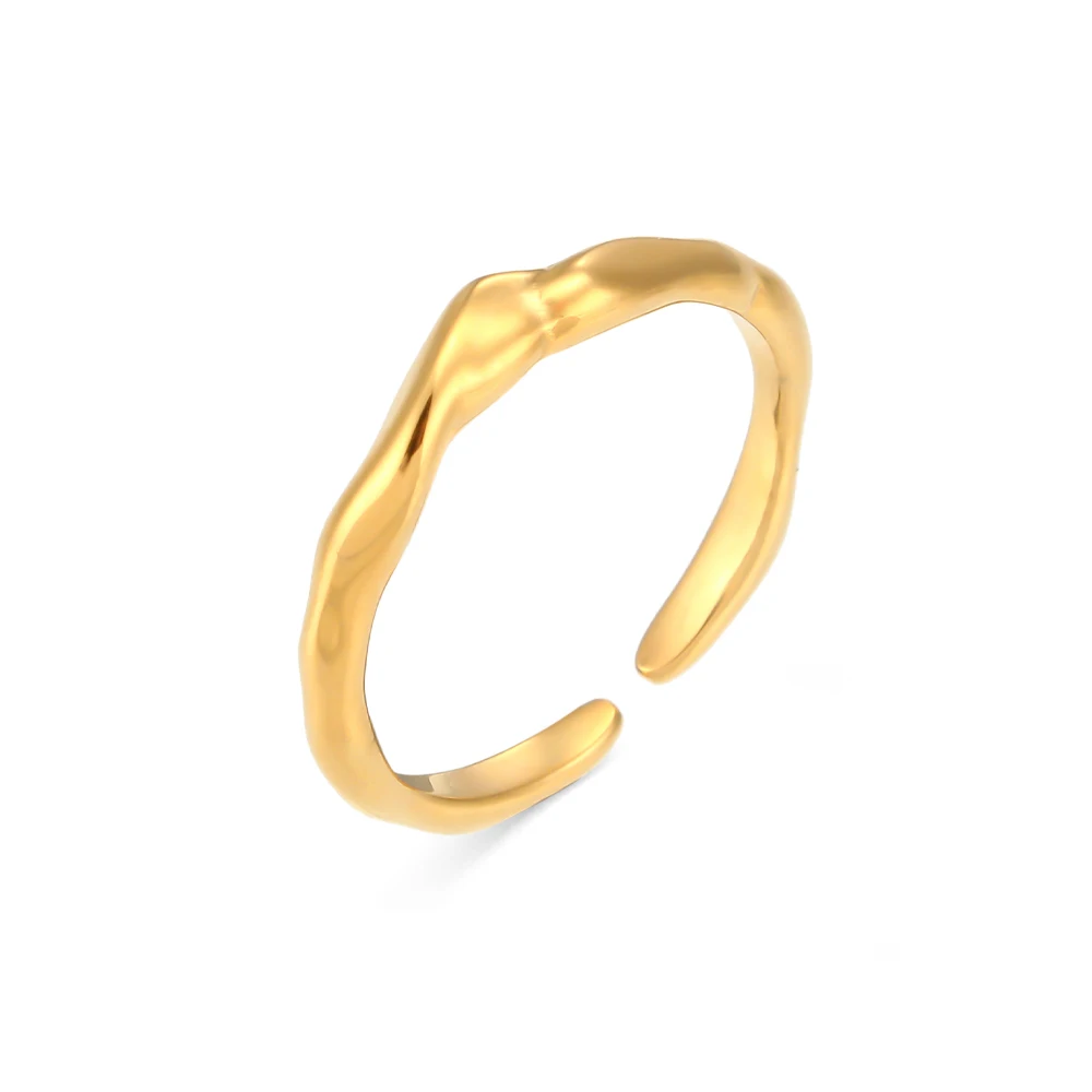 

High Quality Jewelry 18K Gold Plated Bamboo Opening Rings for Women Minimalist Style Waterproof Rings Daily Jewelry Accessories