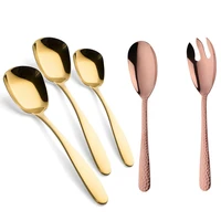 big salad serving spoon fork set rose gold with 3 pcsset stainless steel flat spoons