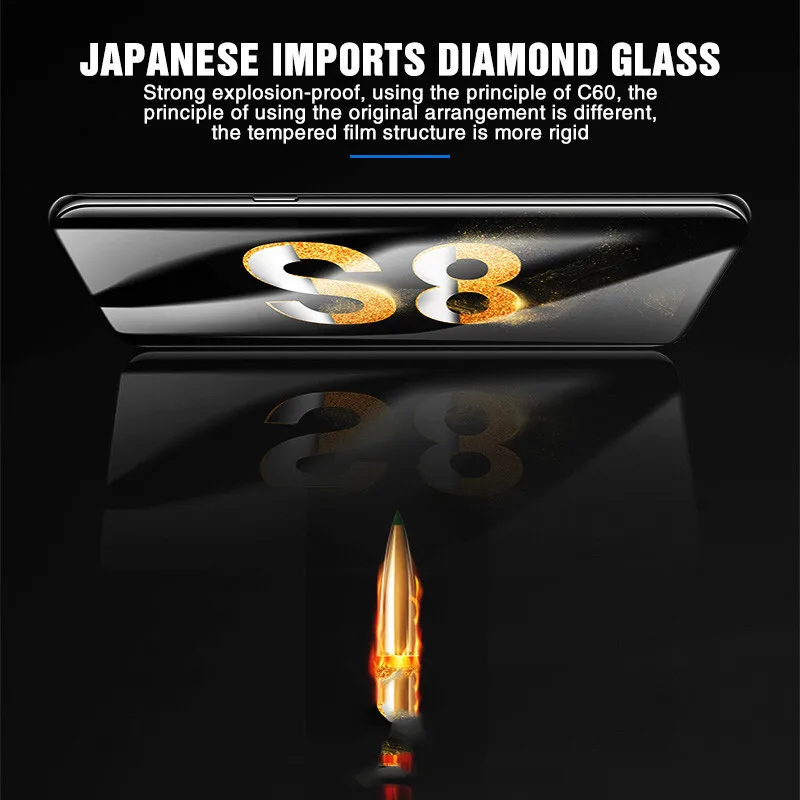 Полностью изогнутая закаленная защитная пленка для экрана Galaxy S8 S9 Plus Note 9 8