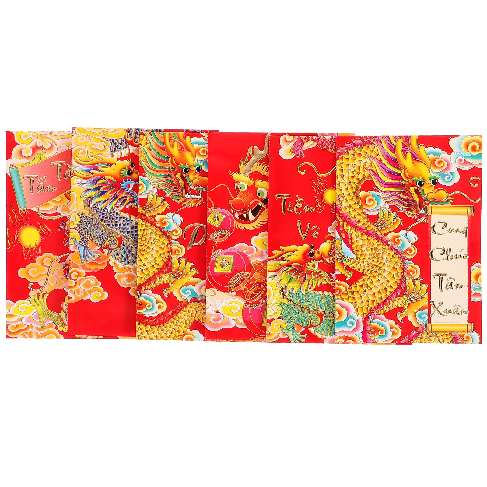 

6 Pcs Money Envelope Chinese Style Red Envelopes New Year Packets Lai Si Feng 2024 Bag Paper Luck Dragon