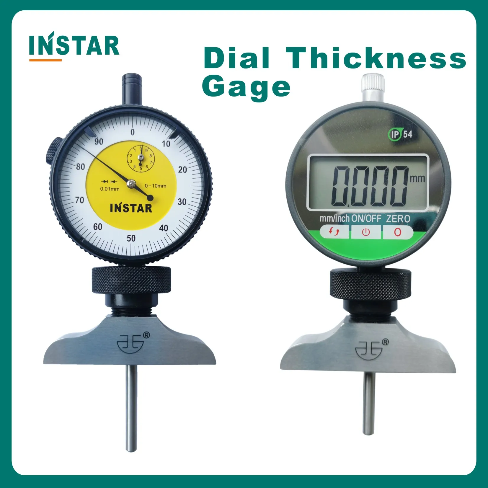 

INSTAR Dial Thickness Gage 0-10mm x 0.01mm DIN Standard Industrial Quality Digital Thickness Base 0-12.7mm x 0.001mm