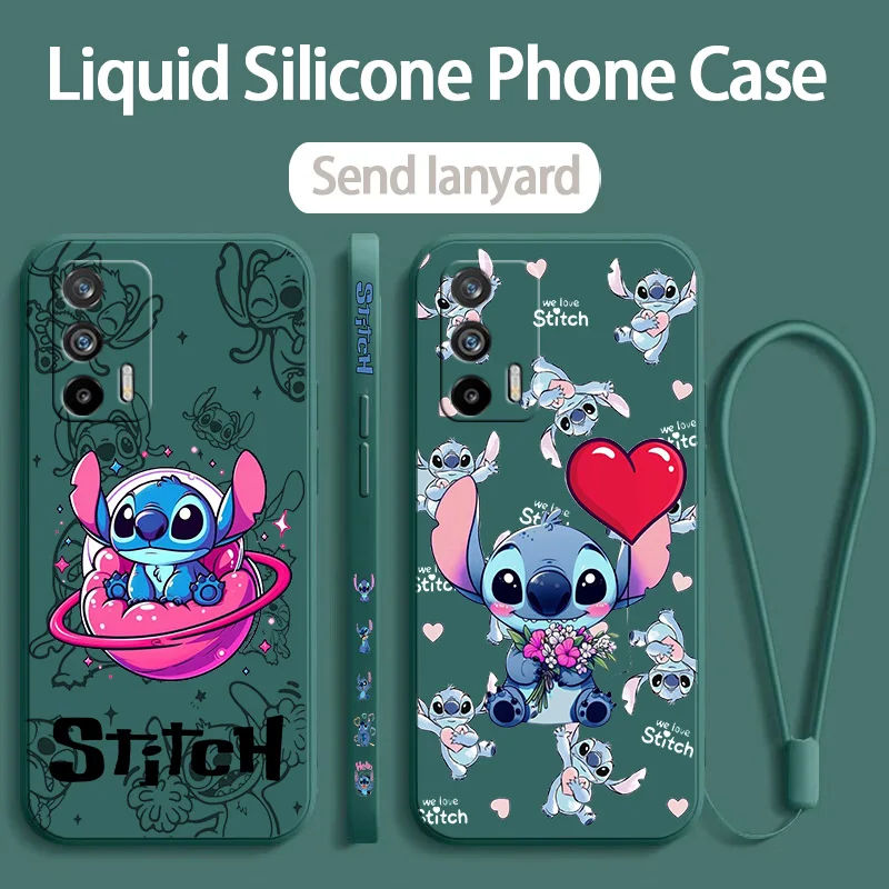 Стич любовь двойная задняя крышка для OPPO Realme X50 X7 11 10 9i 9 8i 8 7 6S 6 Pro Plus жидкая левая