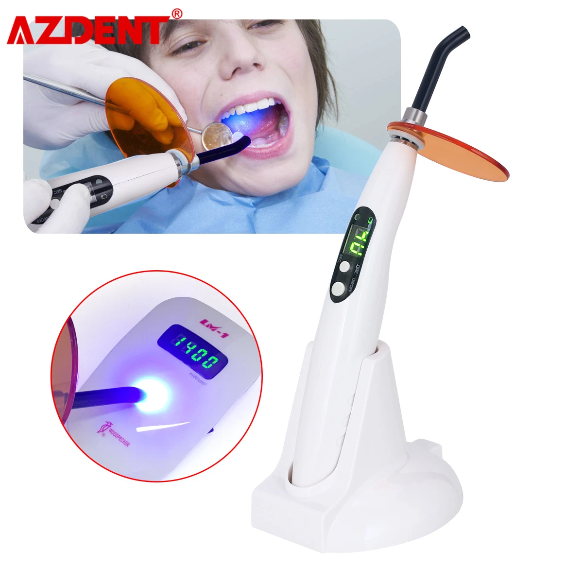 AZDENT Dental Curing Light Dentistry Wireless LED Blue Ray Cure Lamp Intensity 1500mw/cm2 Dentist Device
