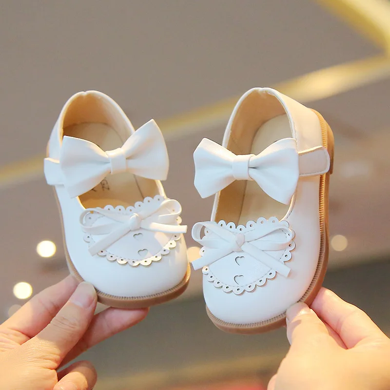 

Spring Autumn Girls Leather Shoes New Cute Bow Toddler Girl Shoes Soft Bottom Fashion Kids Princess Shoes H571