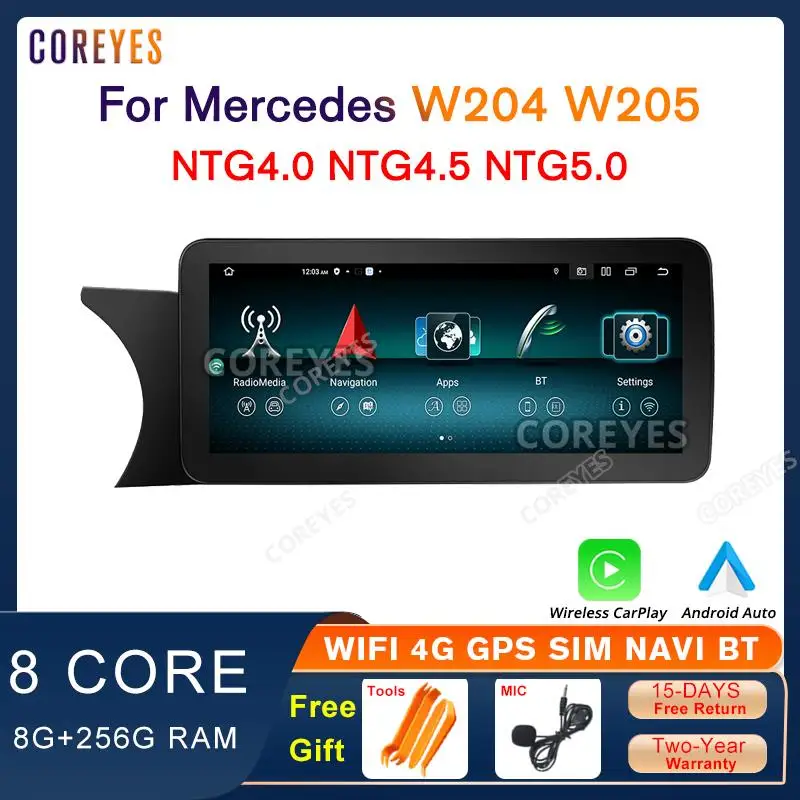 

Автомагнитола COREYES 10,25 дюймов для Mercedes W204 W205 2007-2018 NTG 4,0 4,5 5.0, мультимедийный плеер Carplay Haed Unit Bluetooth