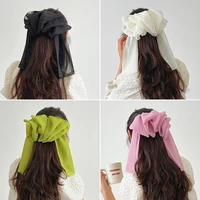 korean style large bow barrettes tulle chiffon headdress multi layer mesh ribbon spring clip hair pins for women hair clip