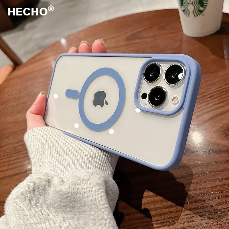 

Magsafe Magnetic Wireless Charging Matte Transparent Acrylic Silicone Case For iPhone 13 12 Pro Max 11 X XR XS 7 8 Plus Cover