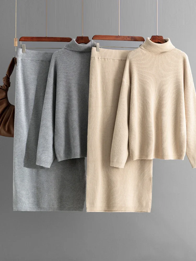 Осенне-зимние женские комплекты пуловеров для женщин свитер из 2 предметов