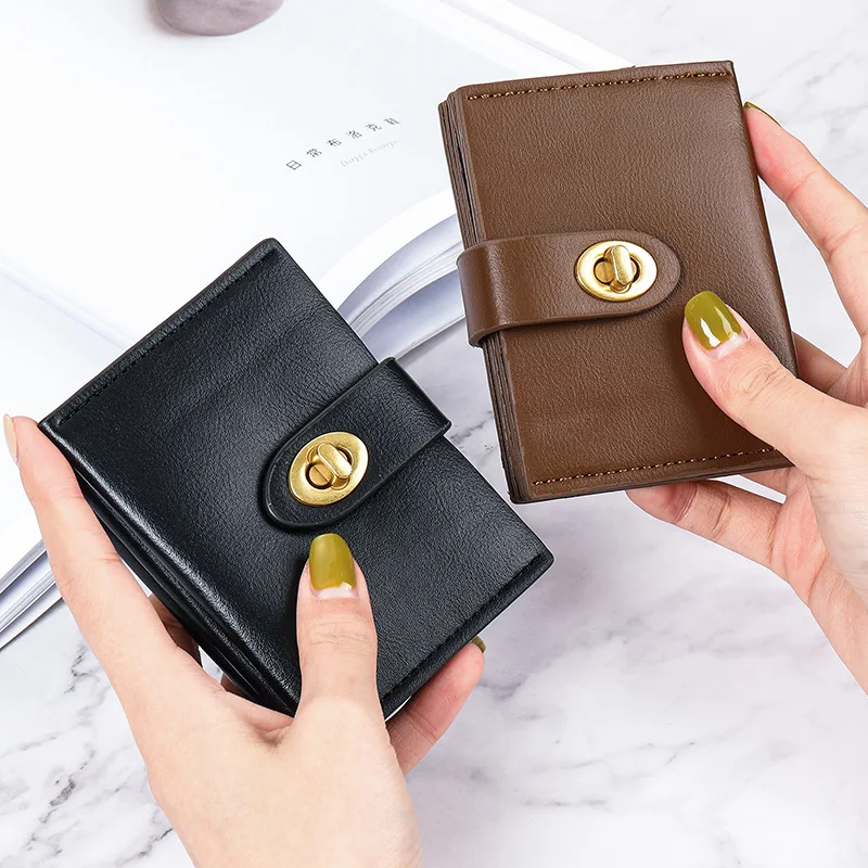

2022 New Mini Pure Color Wallets for Women Hasp Card Holder Solid PU Retro Simple Purses Vintage Multifunctional Purse Female