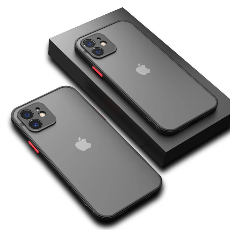 

Shockproof Armor Matte Case For iPhone 11 12 13 Pro Max XR XS X 7 8 Plus SE Mini Luxury Silicone Bumper Clear Hard PC Cover Capa