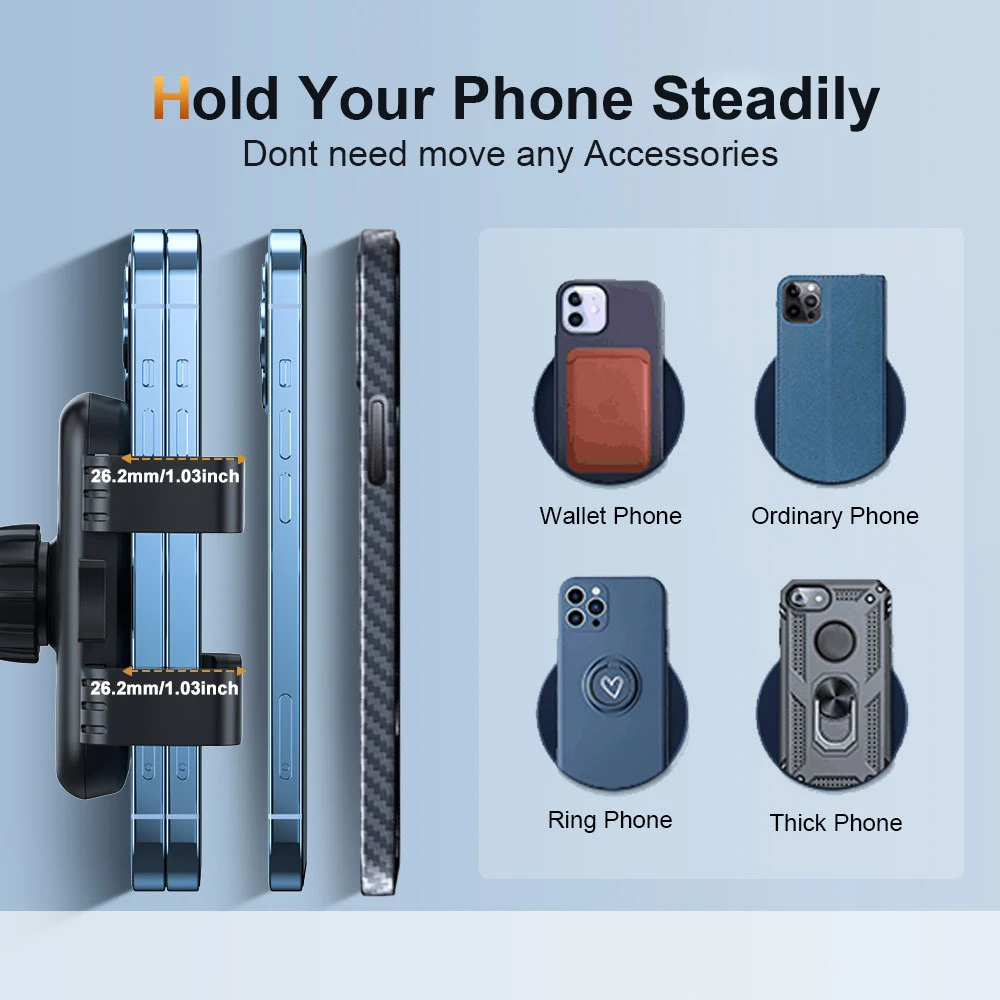 Car Round Vent Phone Mount Universal Vent Clip Cell Phone Holder 360 Rotation for iPhone and Other Android Phones