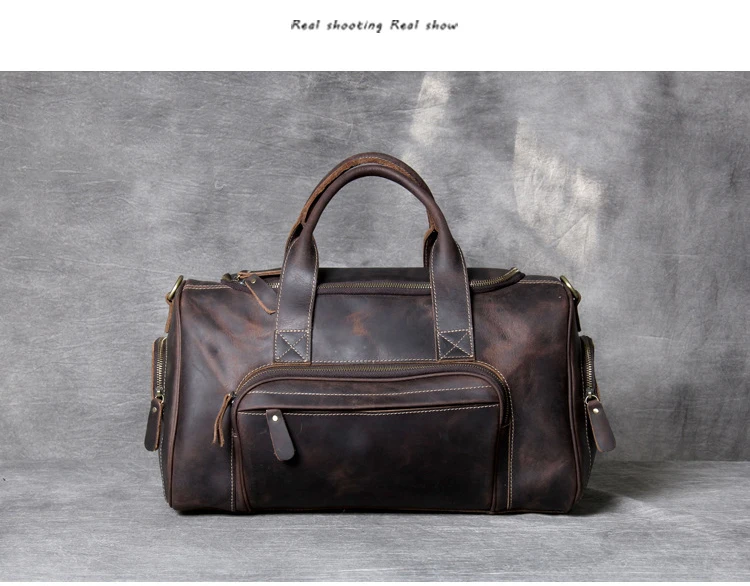 

2020 Fashion Brand Designer Business Trip Travel Bag For Man Outdoor Genuine Leather Shoe Duffle Bag Male Coffee Black