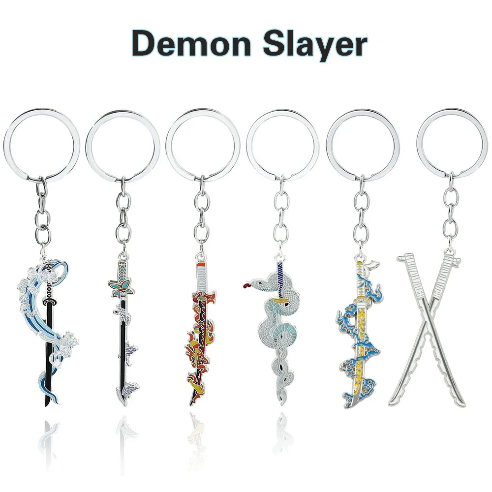 

Demon Slayer Katana Keychain Kimetsu No Yaiba Anime Jewelry Kyoujurou Shinobu Giyuu Metal Keychain Accessories Women Men Gift