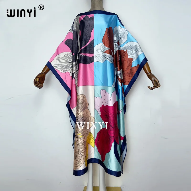 

WINYI 2022 Womens Boho Maxi Floral Dress Summer Long Sleeve Dress Women Elegant Holiday Beach Dress Sundress Party Dress