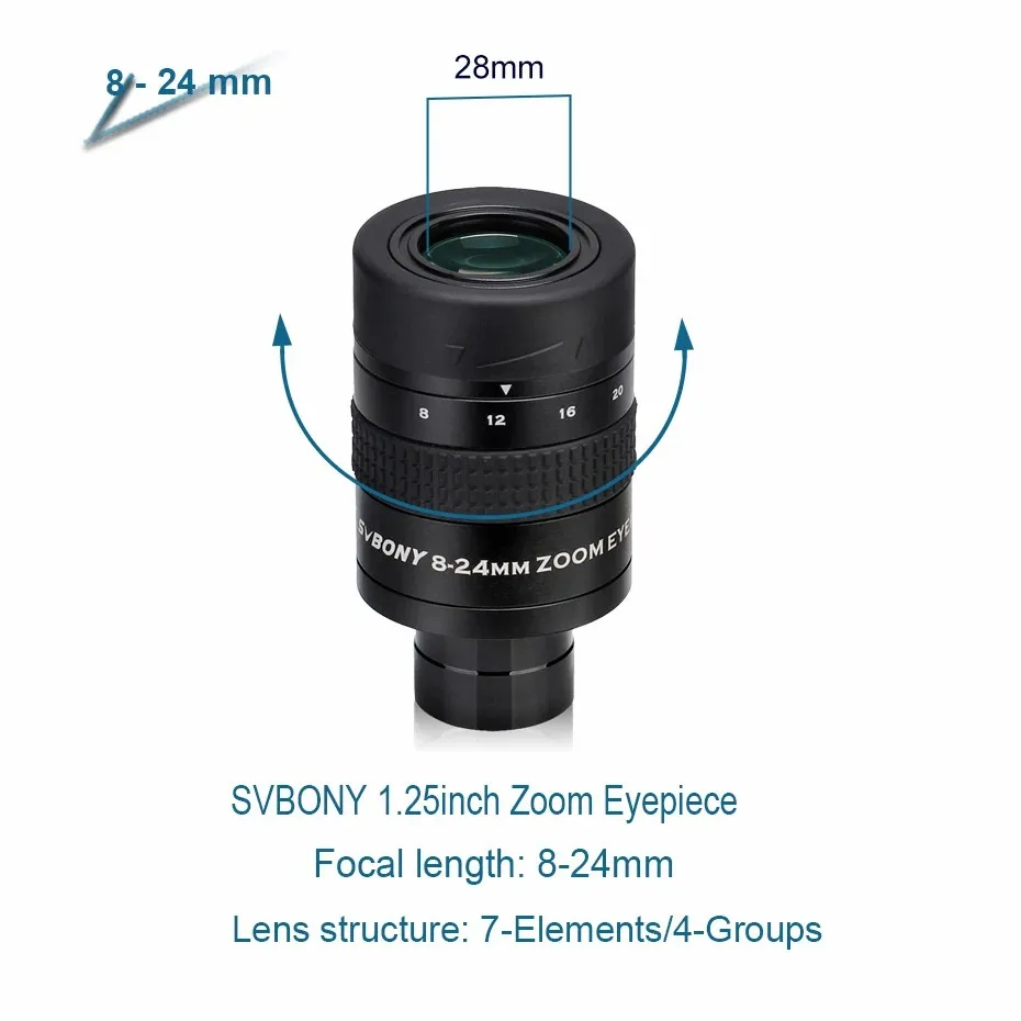 SVBONY 1,25 зум-окуляр для телескопа 7-21 мм8-24 мм10-30 мм FMC зум-объектив аксессуар для телескопа для астрономических телескопов (art.: 3920d43400bba) - 3920d43400bba