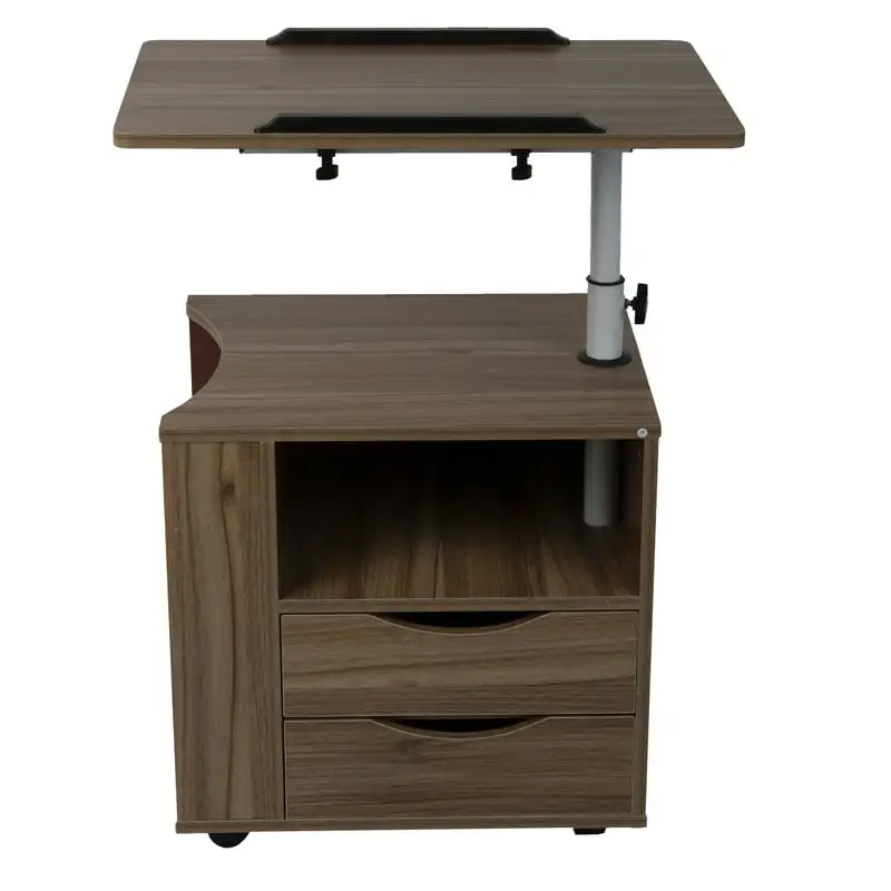 

Bedside Adjustable Desk with Swivel Top, Brown