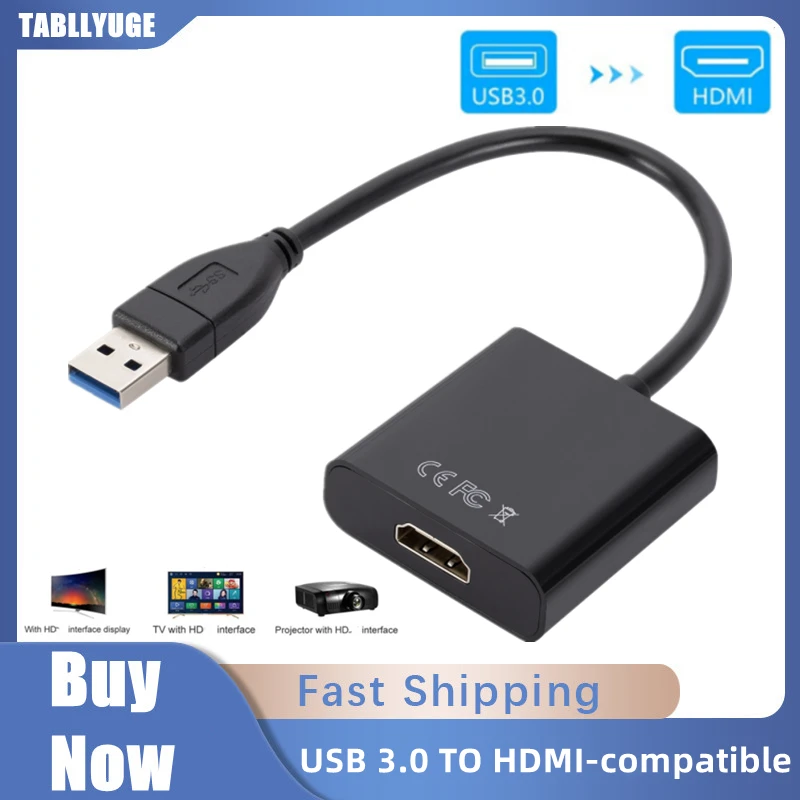 USB 3.0 To HDMI-compatible Audio Video Adapter Converter Cable 1080P 60HZ HD Portable High Speed 5 Gbps For Windows 7/8/10 PC