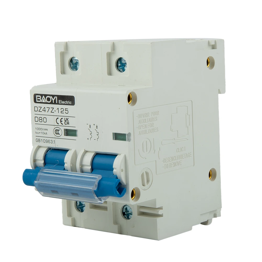 

Автоматический выключатель постоянного тока 1000 В, 2-полюсный двойной MCB Solar PV80 100 125 Amp, миниатюрный автоматический выключатель для зарядки, ко...