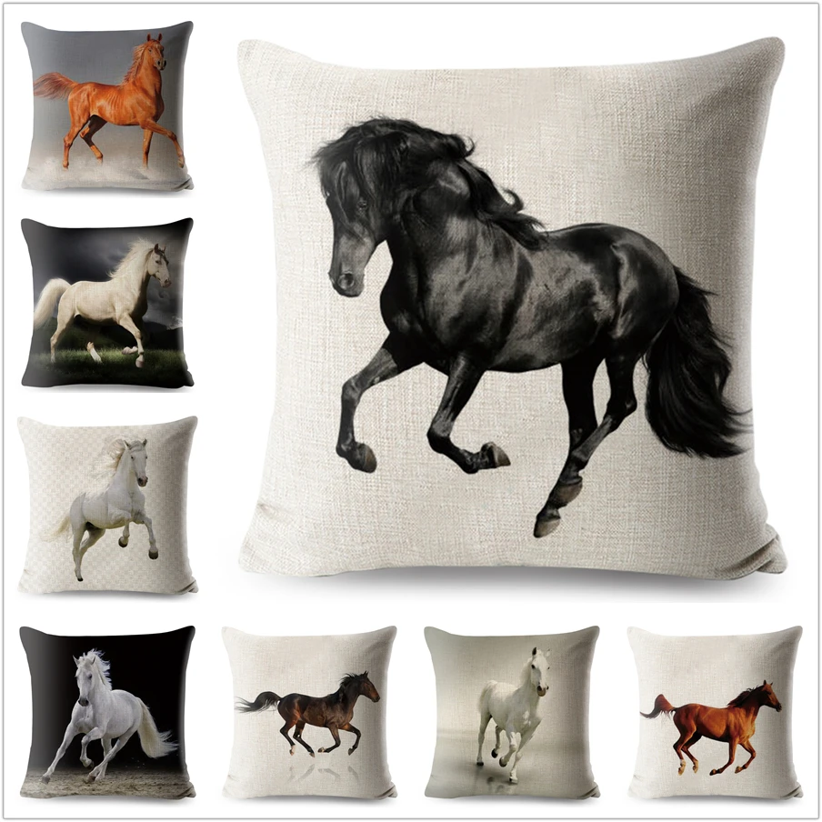 

Running Horse Cushion Cover Decor Wild Animals Pillowcase Polyester Pillow Case for Car Home Sofa Kids Room 45x45cm