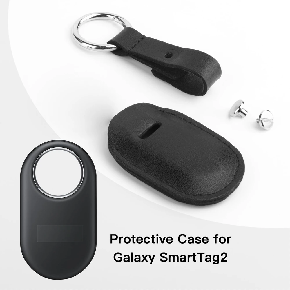 Фото Защитный чехол для SmartTag2 с брелоком, защитный чехол от царапин, чехол из искусственной кожи для трекера SmartTag2, аксессуары для SmartTag2 №1