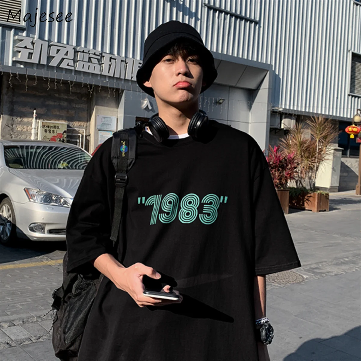 

Short Sleeve T-shirts Men Summer Fashion Hip Hop Simple All-match Japanese Loose Plus Size Candy Colors Letter Classic Harajuku