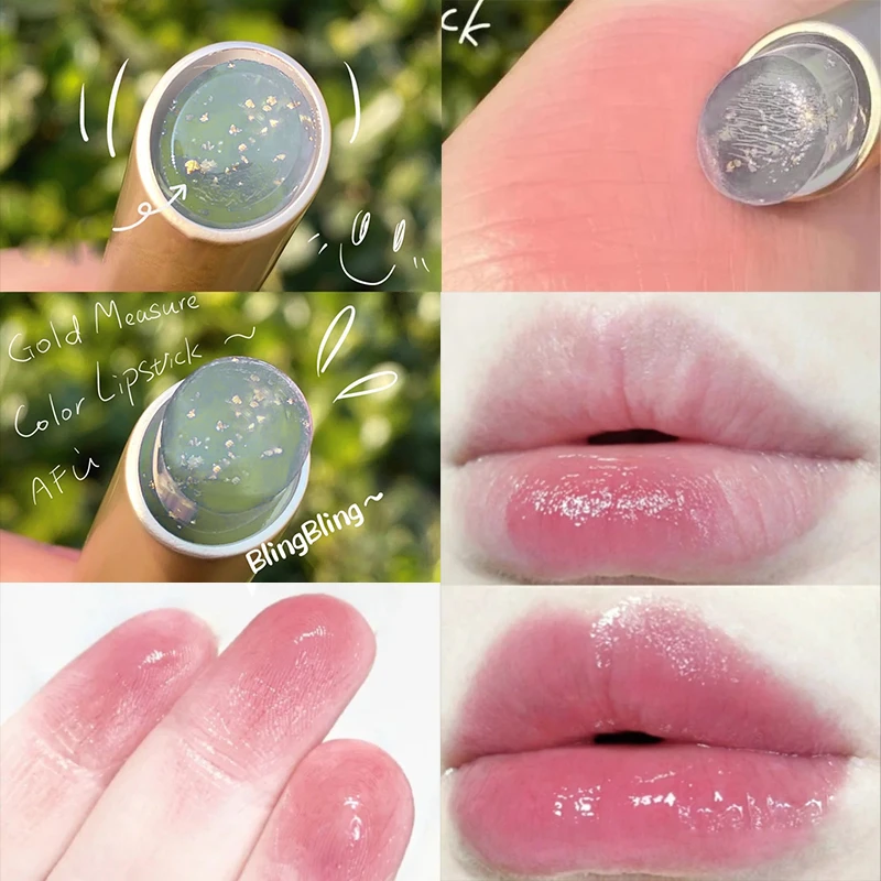 

Lip Balm Color Changing Moisturizing Gold Foil Lip Gloss Natural Lasting Carrot Lip Stick Glaze Lip Primer Makeup Lip Care Oil