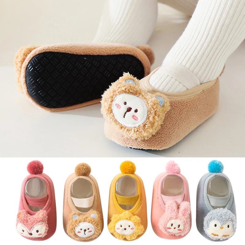 

Cartoon Animal Winter Warm Toddler First Walkers Baby Sock Shoes Indoor Kids Anti-slip Floor Socks Newborn Infant Crib Shoes