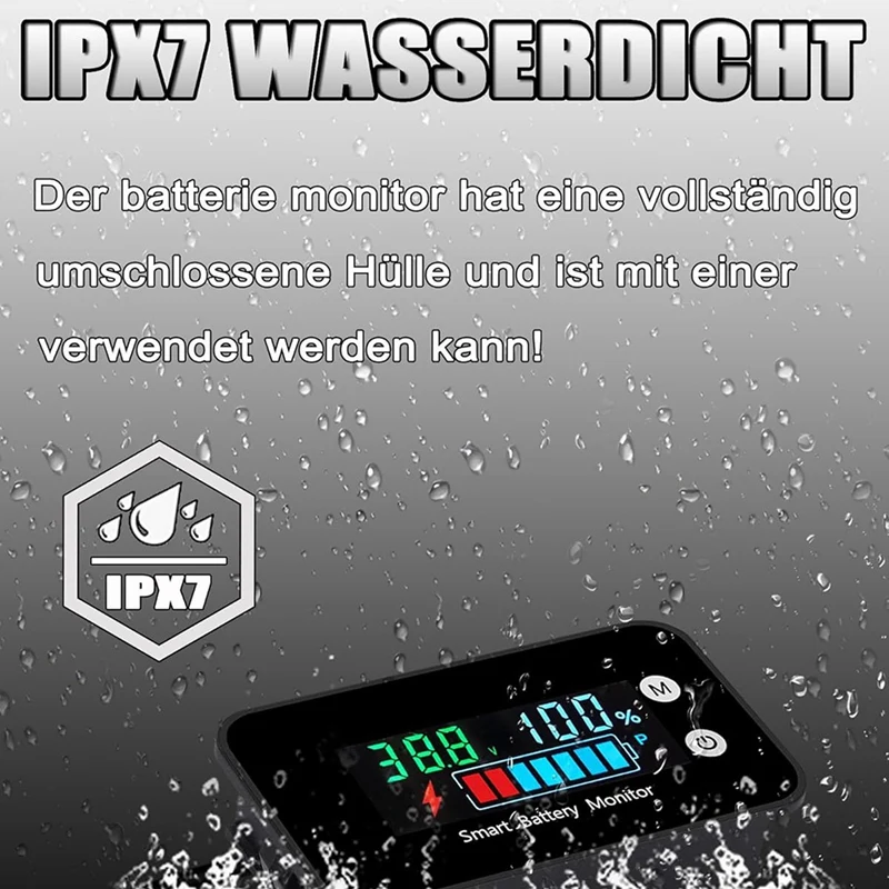 Фото Водонепроницаемый монитор заряда батареи IPX7 с кронштейном, 7-100В, для автомобиля, мотоцикла, гольф-кара, с зуммером и датчиком температуры - DTB1 №5