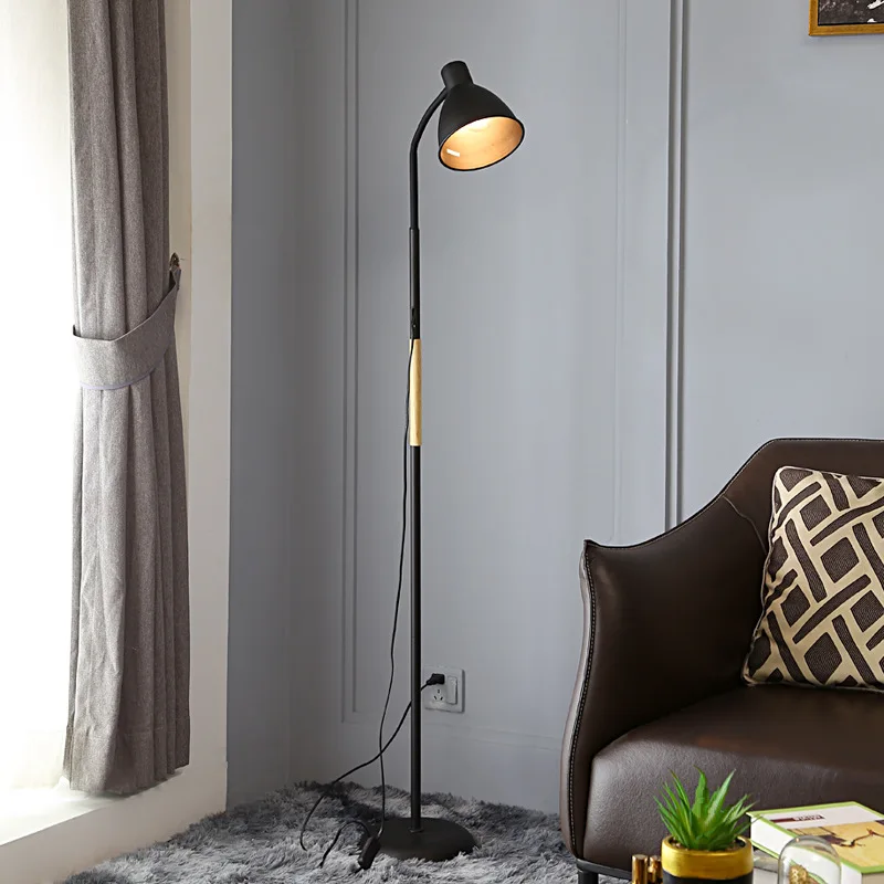 Floor Lamp For Reading Black Nordic Decoration Home Retro Bedside Light Living Room Bedroom Deco Indoor Lighting Stand Lamps LED