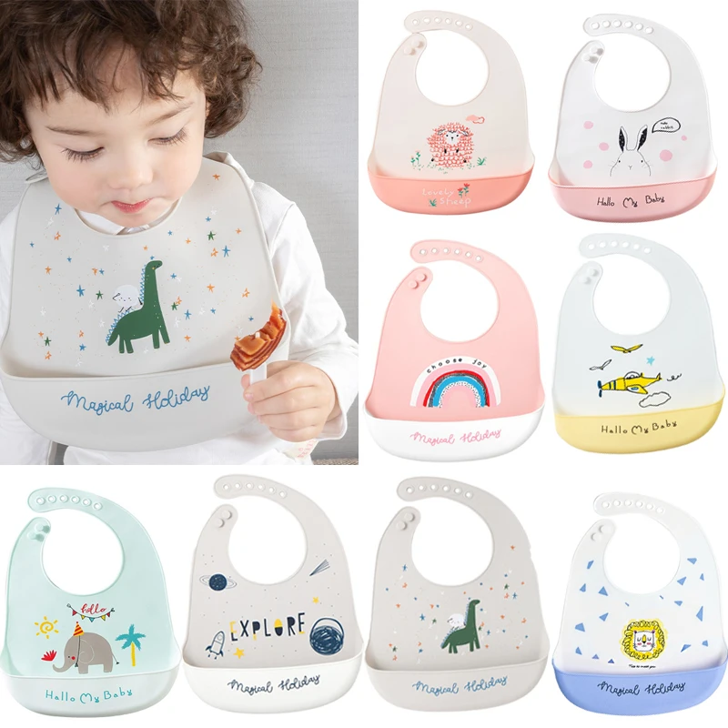 

Soft Silicone Baby Bibs Boys Girls Stuff Waterproof Bib Feeding Infant Newborn Cartoon Aprons Toddlers Bibs Burp Cloths Bandana