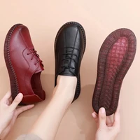 oxford women flats spring leather moccasins casual female shoes 2022 fashion solid black wine red flats