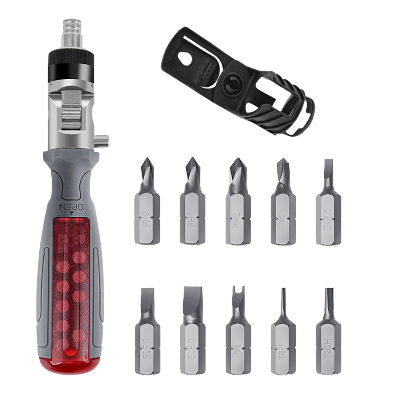 

10 in 1 Screwdriver Set 180 Degrees Adjustable Racheting Screwdriver CR-V Chrome-Vanadium Steel Multi-bit Screwdriver for Repair