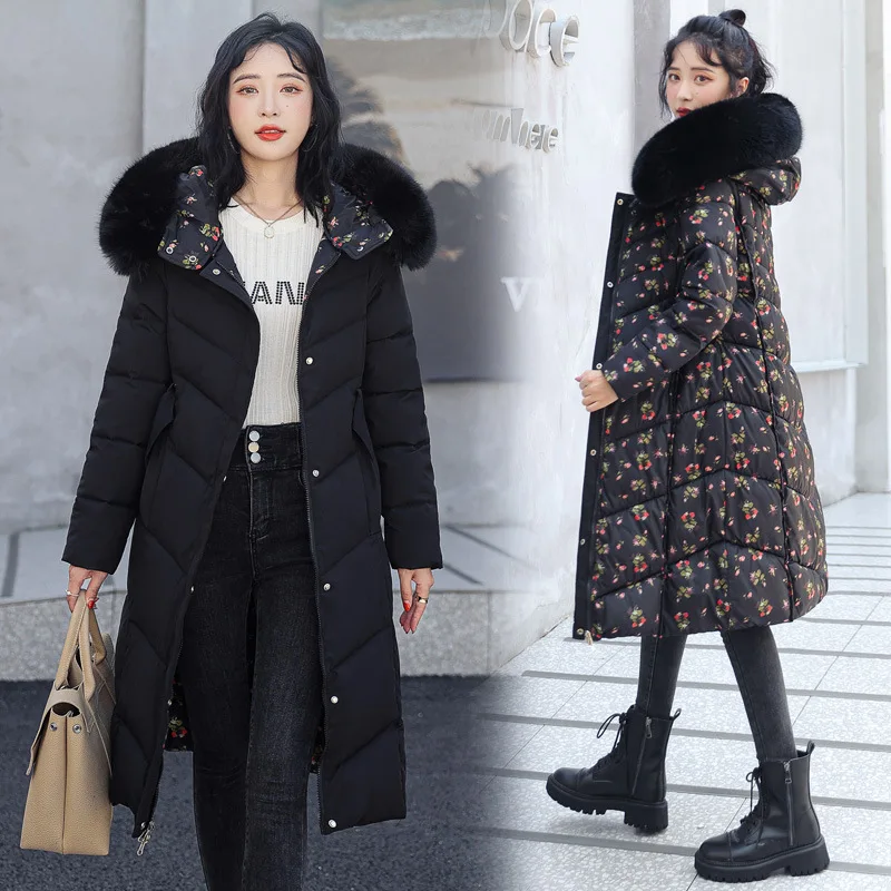 GRELLER 2022 Double Sides Women Winter Jacket Hooded Parka Warm Thicken Female Coat Two Sides Wear Windproof Long Winter Clothes