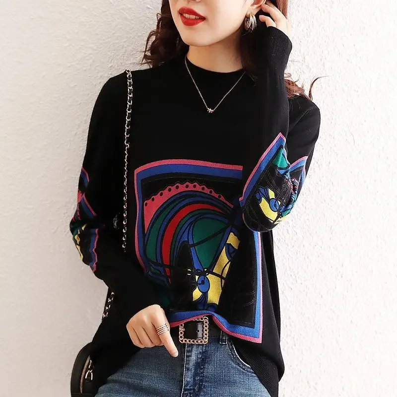 Женская футболка с длинным рукавом и круглым вырезом