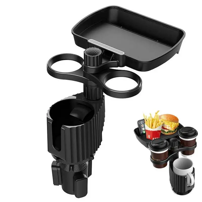 

Car Cup Holder Tray Multifunctional Adjustable Auto Cup Holder Expander Automotive Cup Attachable Tray With 360 Rotation