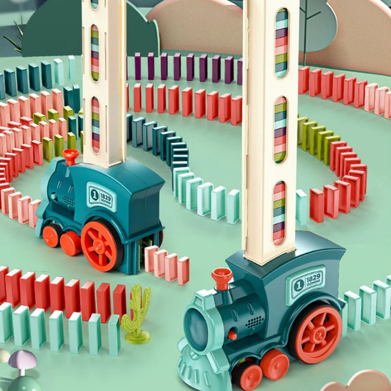 

Small Train Domino Electric Small Train Puzzle Block Toy Automatic Licensing Car Children's Toys