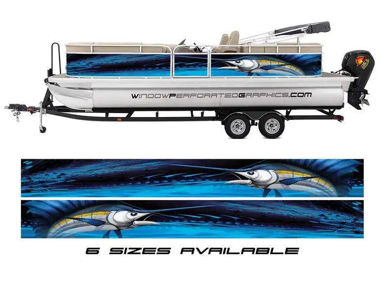 Виниловая наклейка Blue Marlin с изображением рыбы лодки рыбалки окуня Понтона