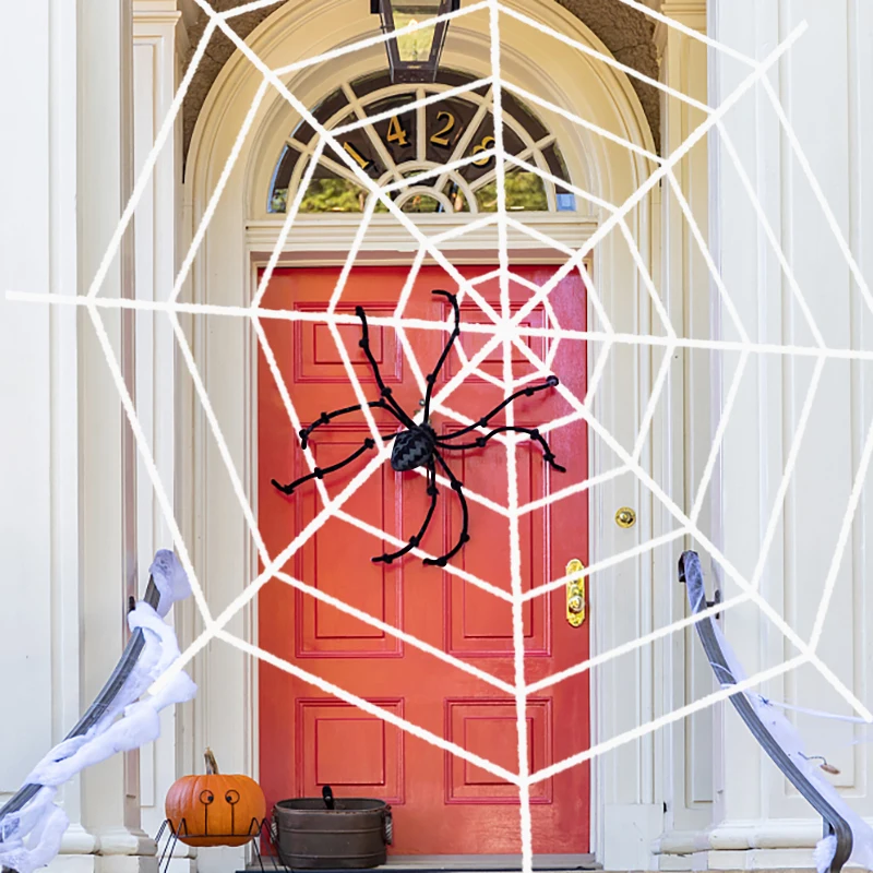 

Halloween Party Artificial Spider Web Black White Giant Stretchy SpiderWeb Terror Decoration Bar Haunted House Cobweb Home Decor