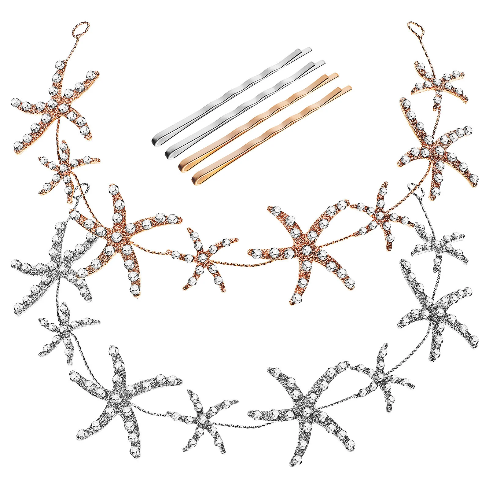 

2 Pcs Headband Crown Wedding Headpiece Animal Female Women Hair Hoop Alloy Bridal Bride Silver Cuffs