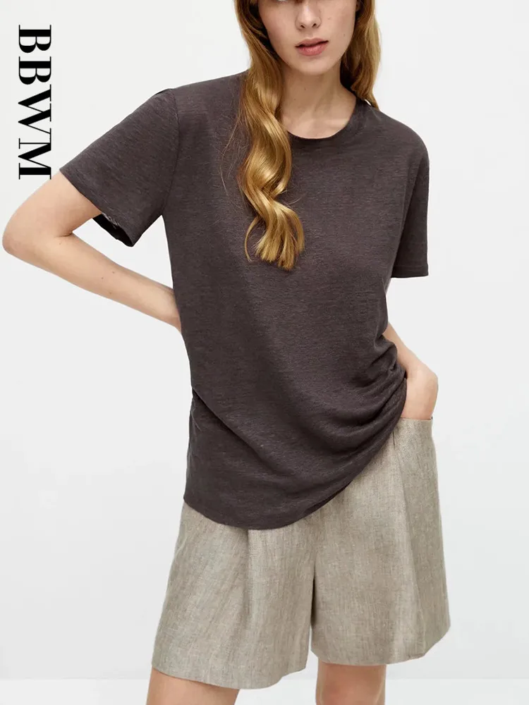 Новинка лета 2022 Женская Повседневная льняная рубашка с коротким рукавом и