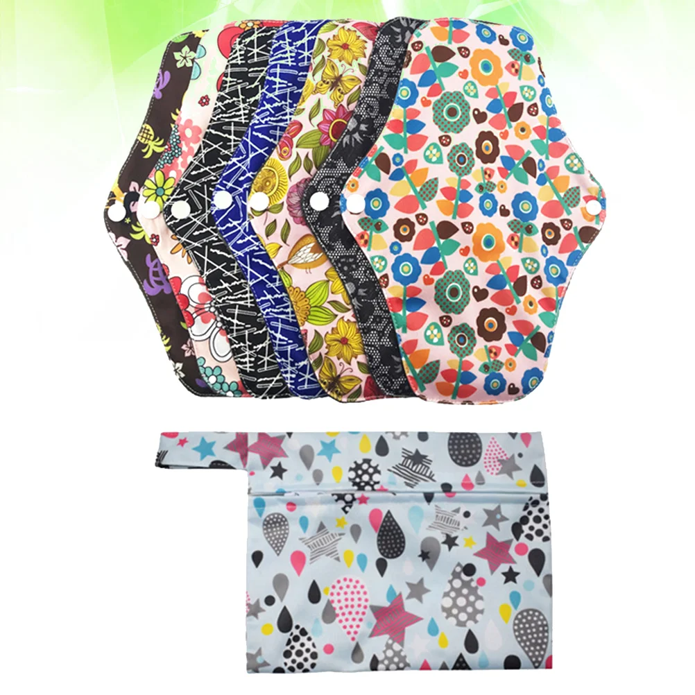 

Гигиенические прокладки многоразового использования, тканевые гигиенические прокладки, многоразовые менструальные подкладки, 7 шт. в упаковке + 1 бесплатная сумка для влажной погоды