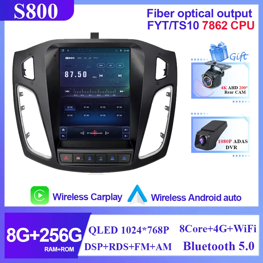 

Автомобильный радиоприемник 8 ядер 2 Din Android 15 для Ford Focus 3 Mk 3 2011 2012-2019 Мультимедийный видеоплеер 2Din Carplay Auto Stereo DVD