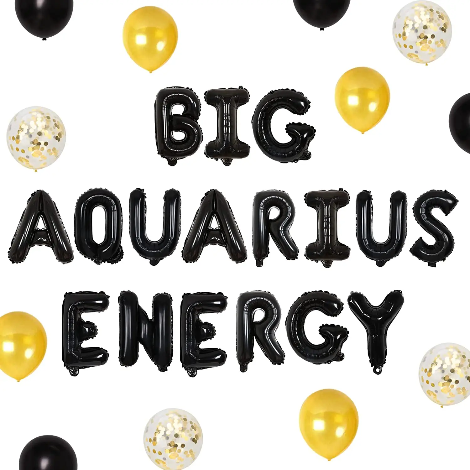 

Aquarius/Aries Birthday Themed Party Decorations Set with Black Balloons Banner Confetti Balloons Birthday Party Supplies