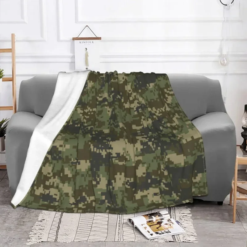 

Russian Woodland Camouflage Blanket Flannel Soldier Military Multifunction Lightweight Throw Blankets For Bed Office Rug Piece