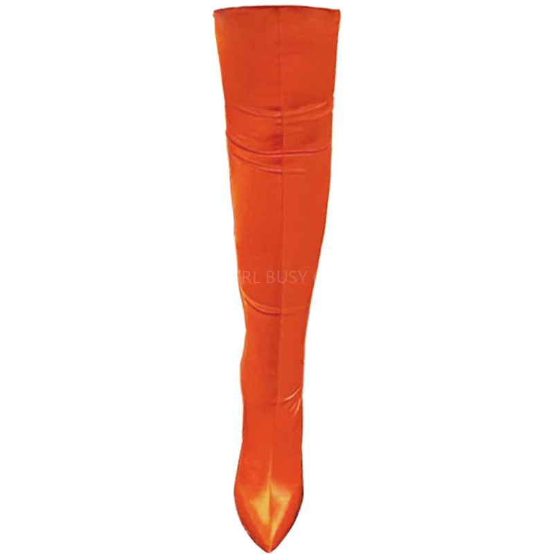 Orange color women's pointed toe suede sexy over-the-knee elastic over-the-knee boots autumn and winter new 43 size women's boot